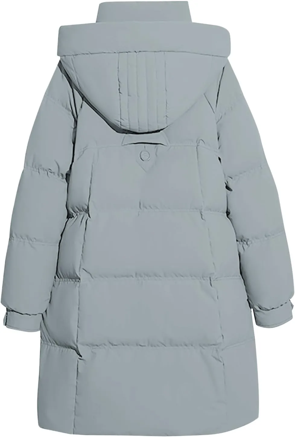 Womens Mid Length Puffer Jacket with Hood Winter Warm Down Coat Thickened Zip Cotton-Padded Overcoat Pockets Outwear