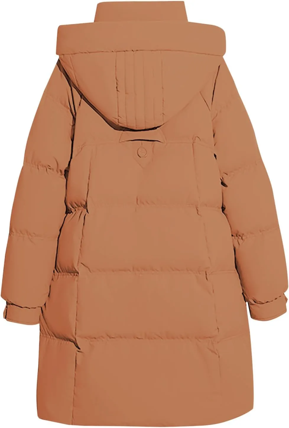 Womens Mid Length Puffer Jacket with Hood Winter Warm Down Coat Thickened Zip Cotton-Padded Overcoat Pockets Outwear