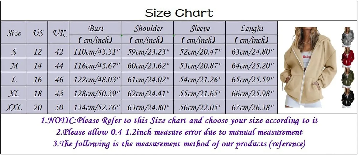 Women's Oversized Full Zip Hoodies Lightweight Casual Y2K Fashion Sweatshirts 2023 Fall Trendy Jackets Streetwear