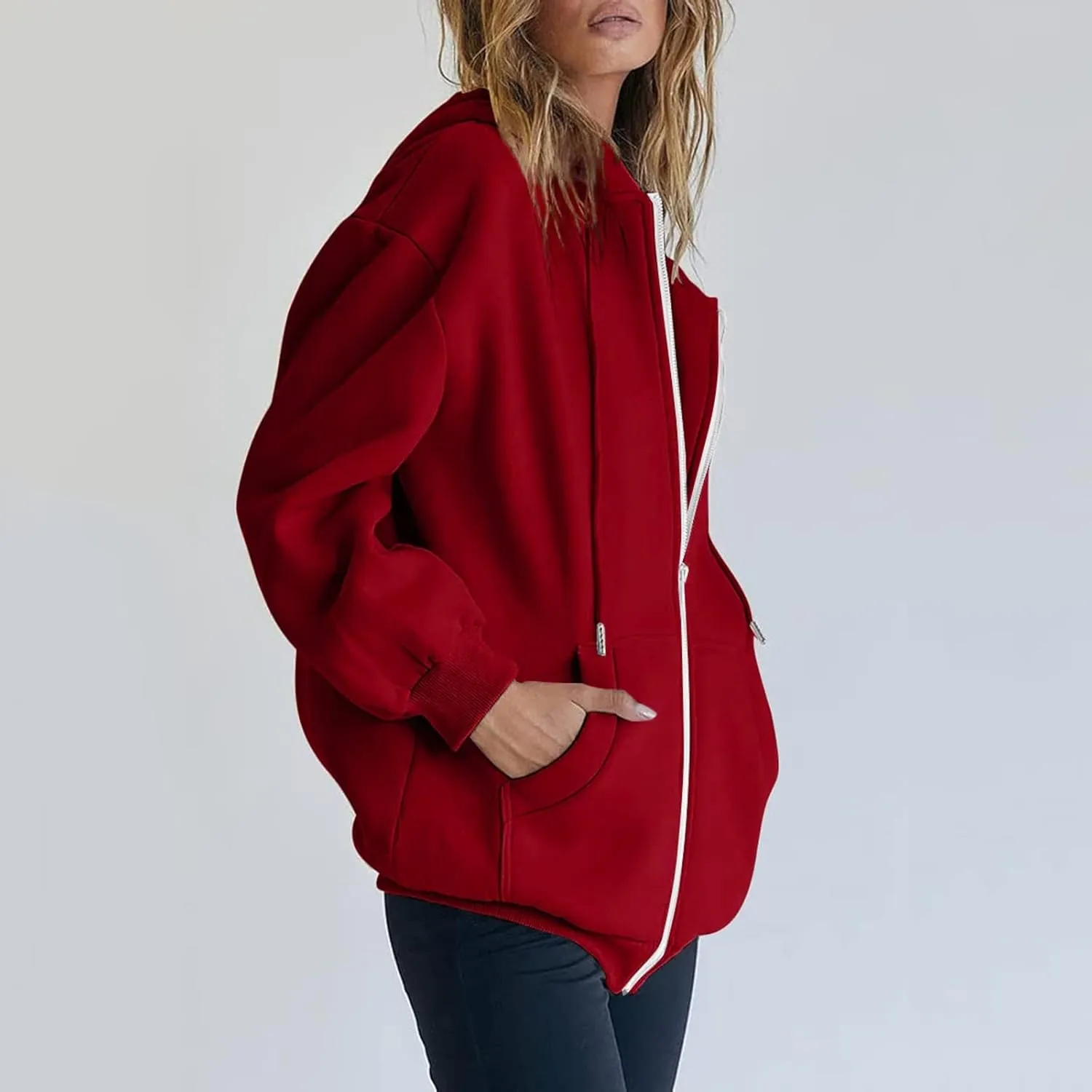 Women's Oversized Full Zip Hoodies Lightweight Casual Y2K Fashion Sweatshirts 2023 Fall Trendy Jackets Streetwear