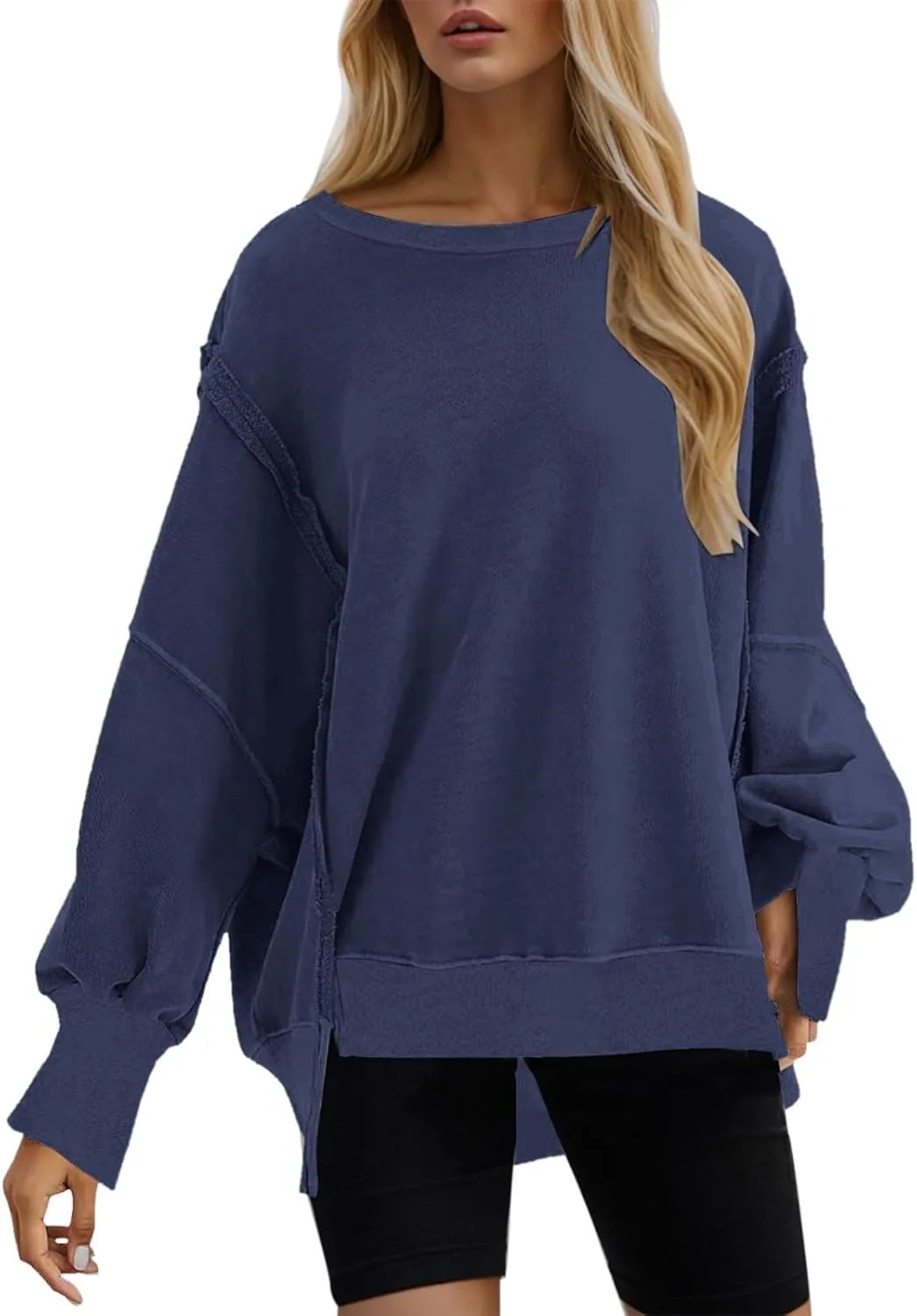 Womens Oversized Sweatshirts 2024 Casual Crewneck Loose Pullover Tunic Tops Shirts Comfy Fall Fashion Clothes