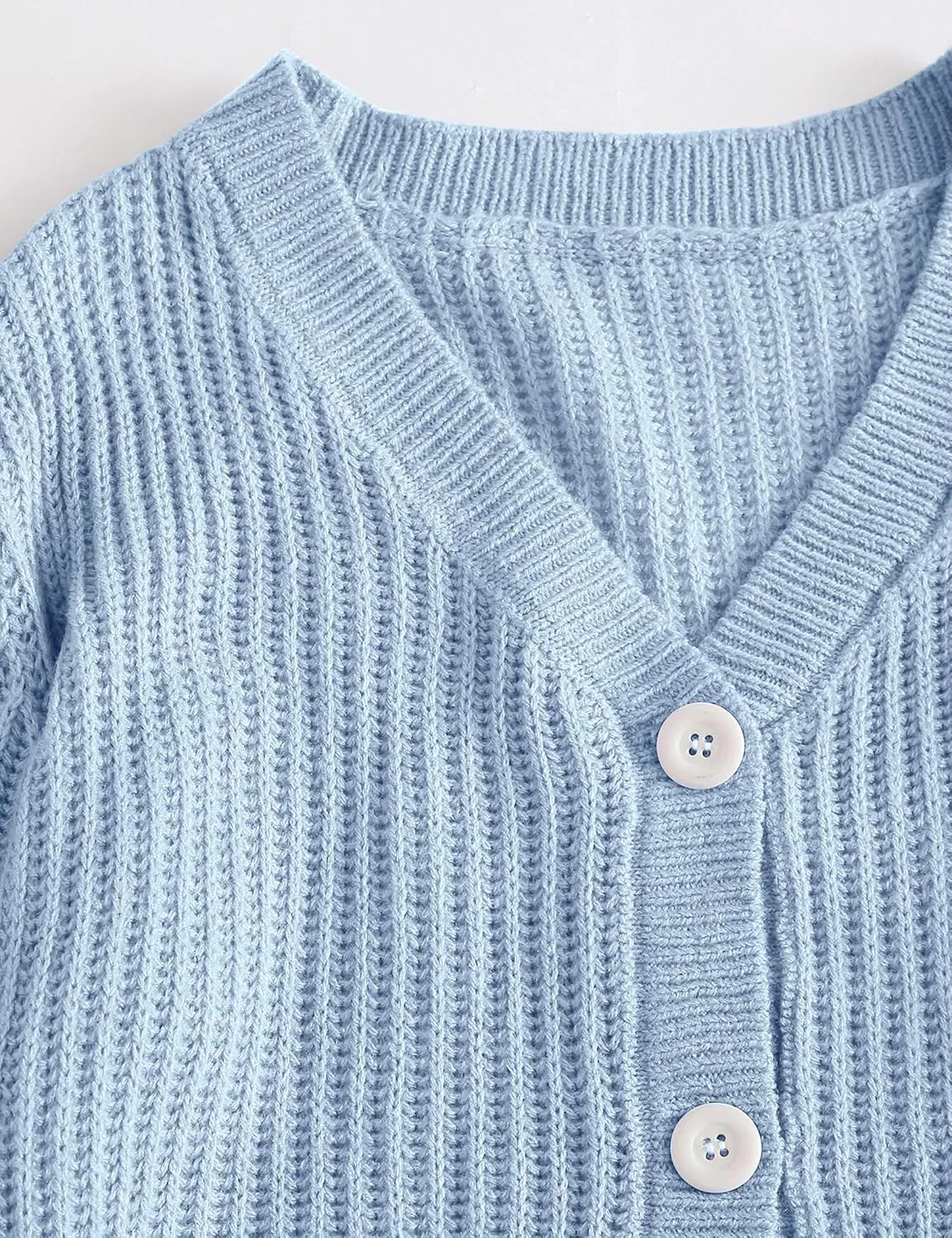 Womens Puff Sleeve Cardigan Long Sleeve Open Front Button Down Knit Sweaters