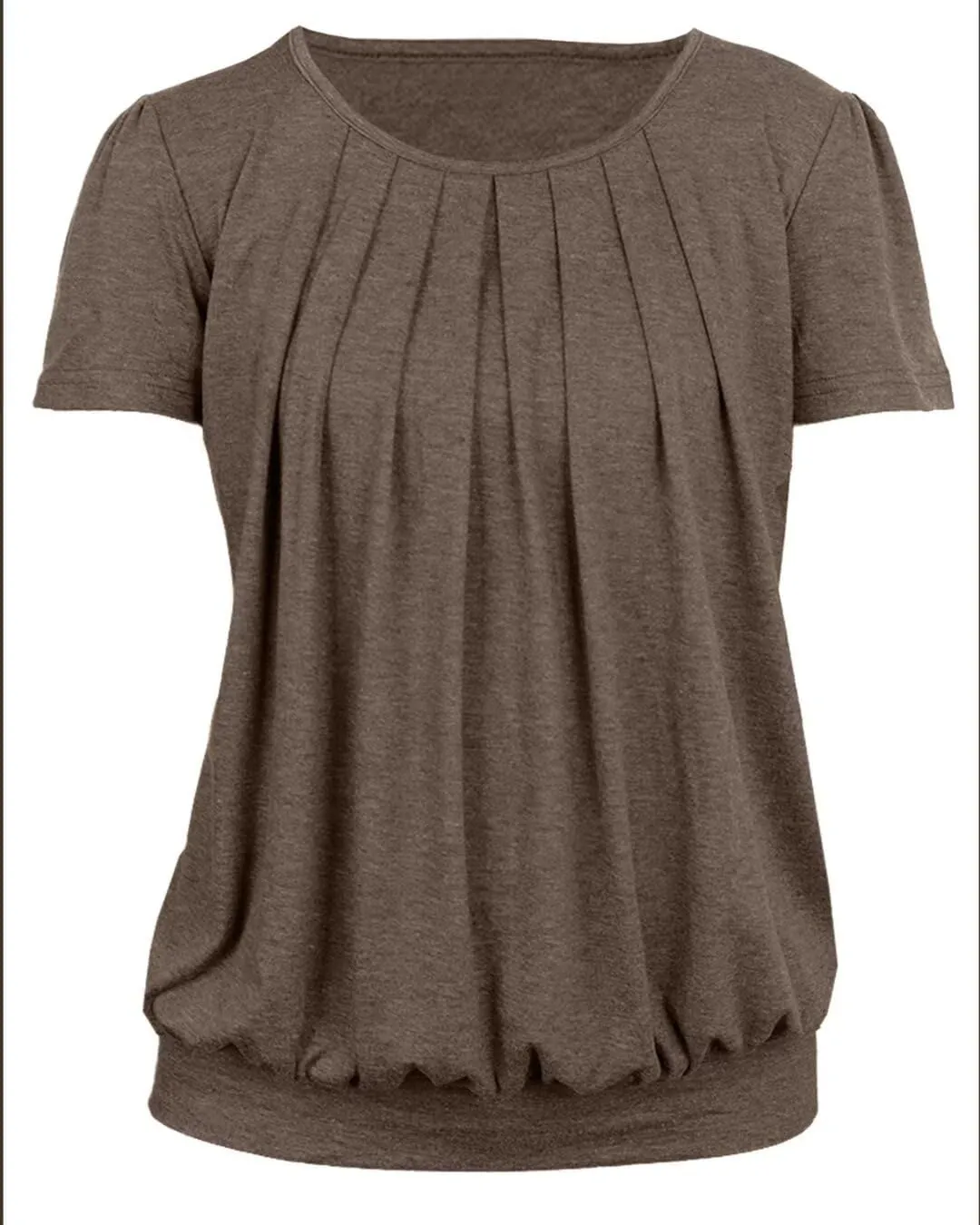 Women's Short Sleeve Tunic Tops Scoop Neck Banded Bottom Summer T Shirt for Leggings