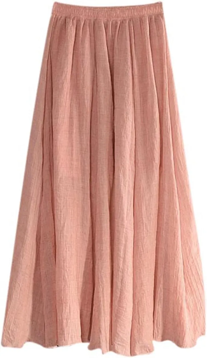 Womens Skirts Fall Casual Boho Flowy Swing Midi Skirt High Waist Elastic Elegant a Line Skirt Classic Tulle Skirt