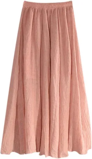 Womens Skirts Fall Casual Boho Flowy Swing Midi Skirt High Waist Elastic Elegant a Line Skirt Classic Tulle Skirt