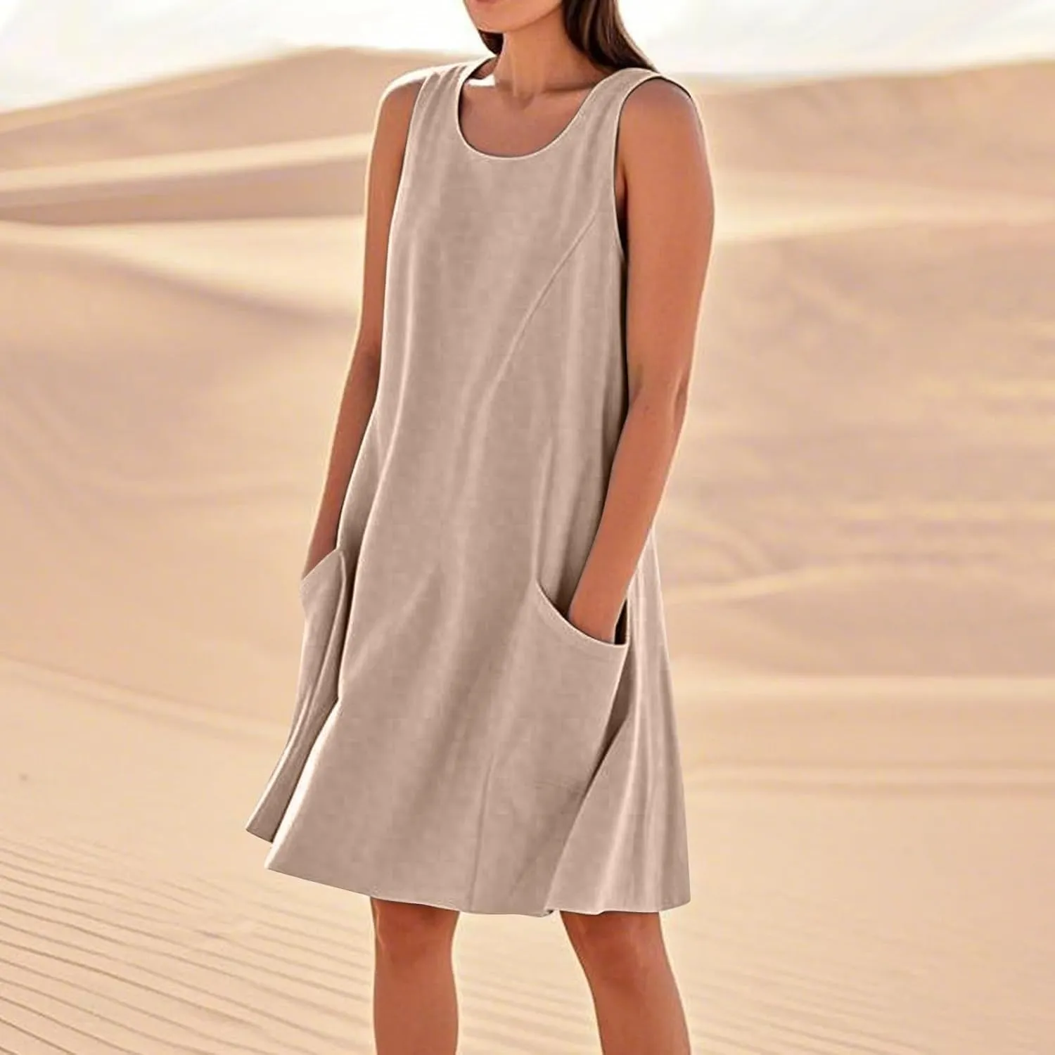 Womens Summer Tank Dresses Casual Sleeveless Midi Dress Cotton Beach Floral Sundress Vacation Travel Outfits