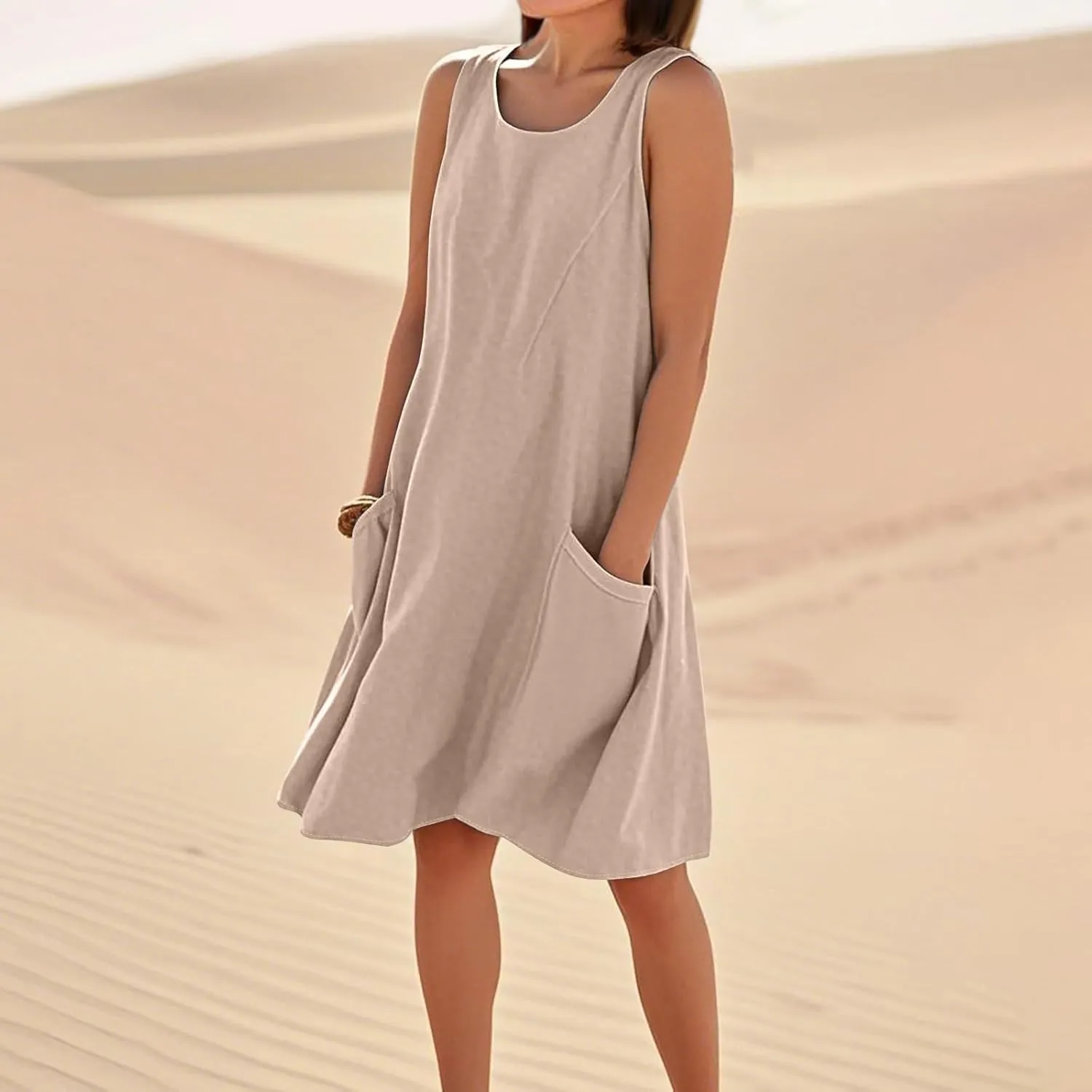 Womens Summer Tank Dresses Casual Sleeveless Midi Dress Cotton Beach Floral Sundress Vacation Travel Outfits
