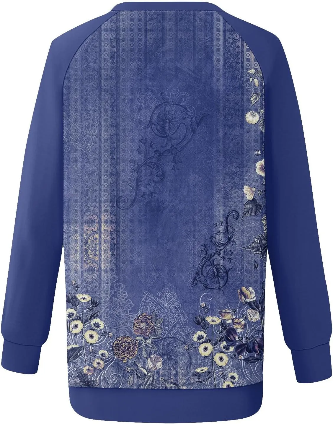 Womens Sweatshirts Floral Print Long Sleeve Loose Fit Shirts Crewneck Cute Trendy Clothing Sweater