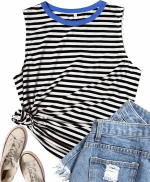 Womens Tank Tops Loose Fit High Neck Casual Flowy Summer Tee Crew Neck Trendy Sleeveless Tops 2025 Beach Vacation Outfit
