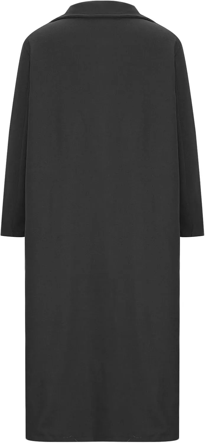 Women's Trench Coat 2024 Fall Winter Trendy Plus Size Overcoat Classic Lapel Open Front Cardigan Wool Outwerar M-4XL