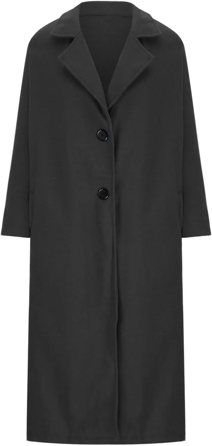 Women's Trench Coat 2024 Fall Winter Trendy Plus Size Overcoat Classic Lapel Open Front Cardigan Wool Outwerar M-4XL