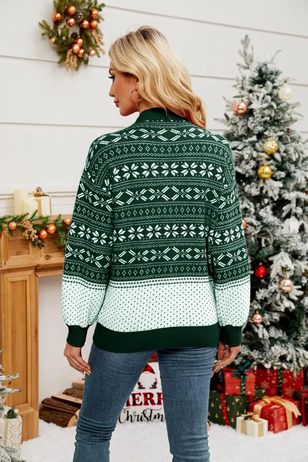 Women's Ugly Christmas Cardigan Sweaters Open Front Button Down V Neck Long Sleeve Knit Outwear Coat