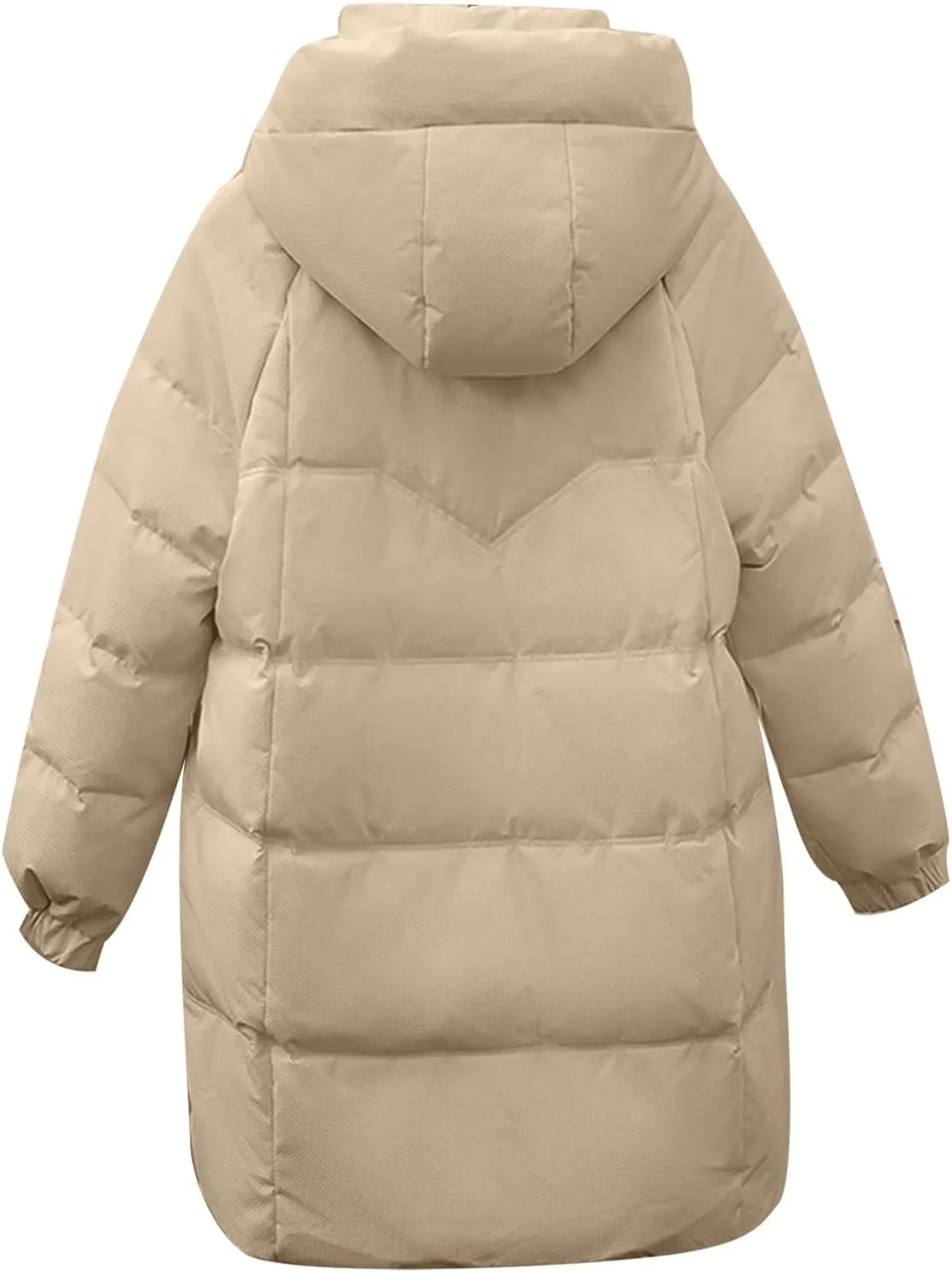 Women's Warm Winter Cotton Padded Down Coat Quilted Thicken Puffer Jacket Zipper Pockets Outwear with Removable Hood