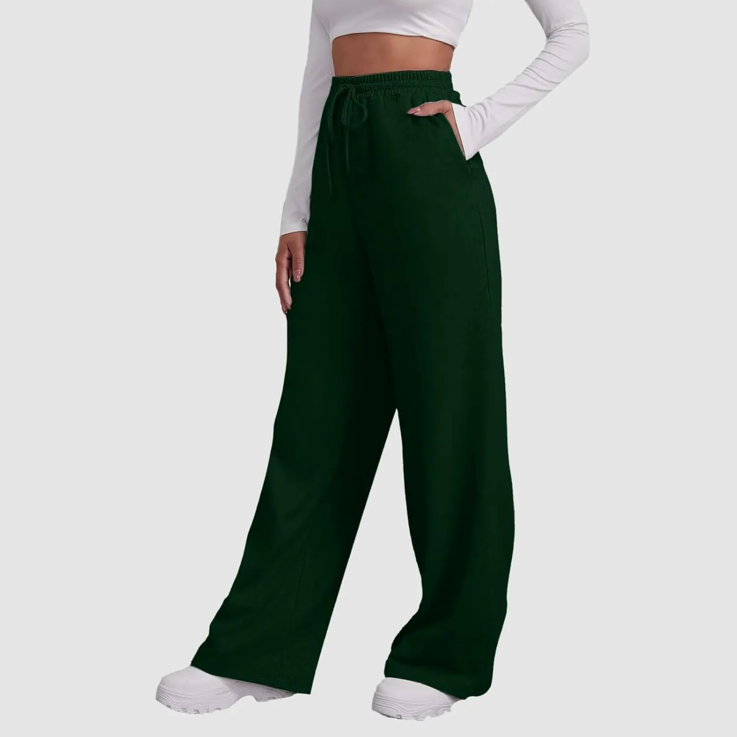 Women's Wide Leg Sweatpants 2025 Trendy Athletic Baggy Sweat Pants High Waist Drawstring Casual Loose Lounge Trousers