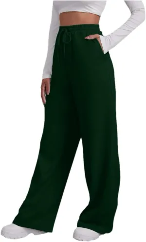 Women's Wide Leg Sweatpants 2025 Trendy Athletic Baggy Sweat Pants High Waist Drawstring Casual Loose Lounge Trousers