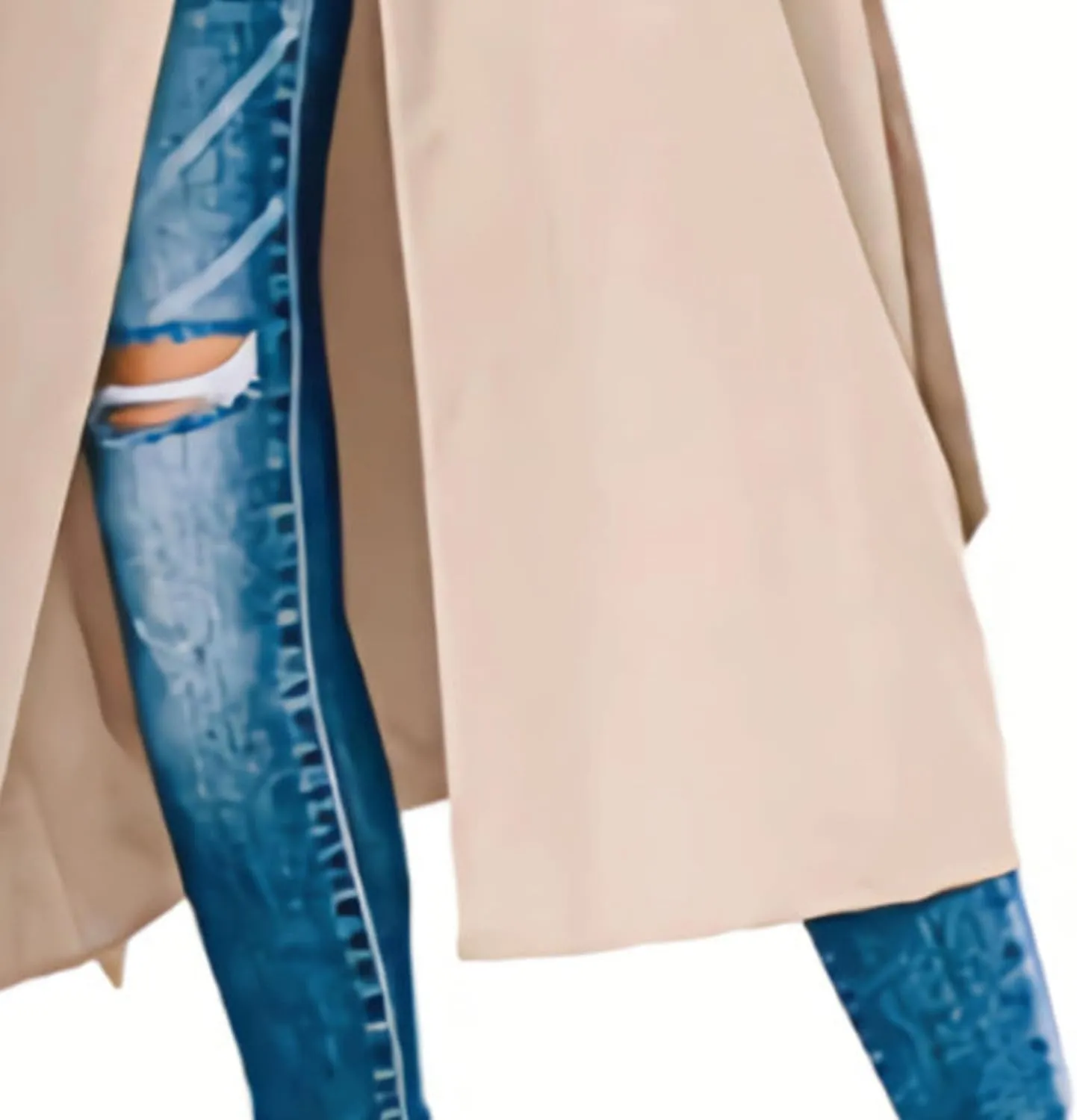 Women's Windproof Trench Coat Notched Lapel Double Breasted Long Overcoat Casual Fall Winter Windbreaker Outerwear