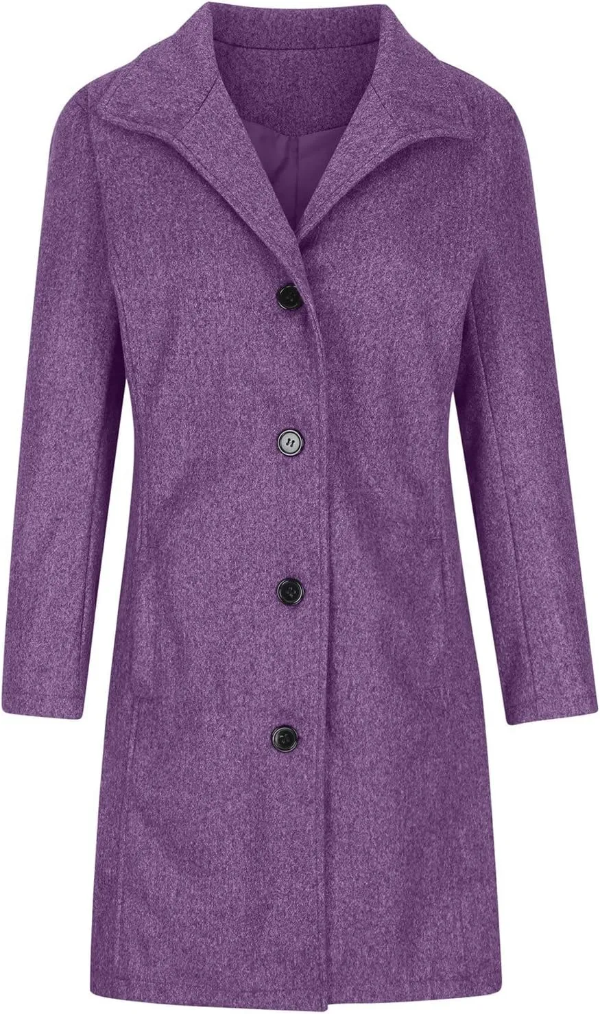 Women's Wool Blend Jackets Stand Collar Single Breasted Pea Coat Winter Fall Casual Business Long Trench Coat Outwear