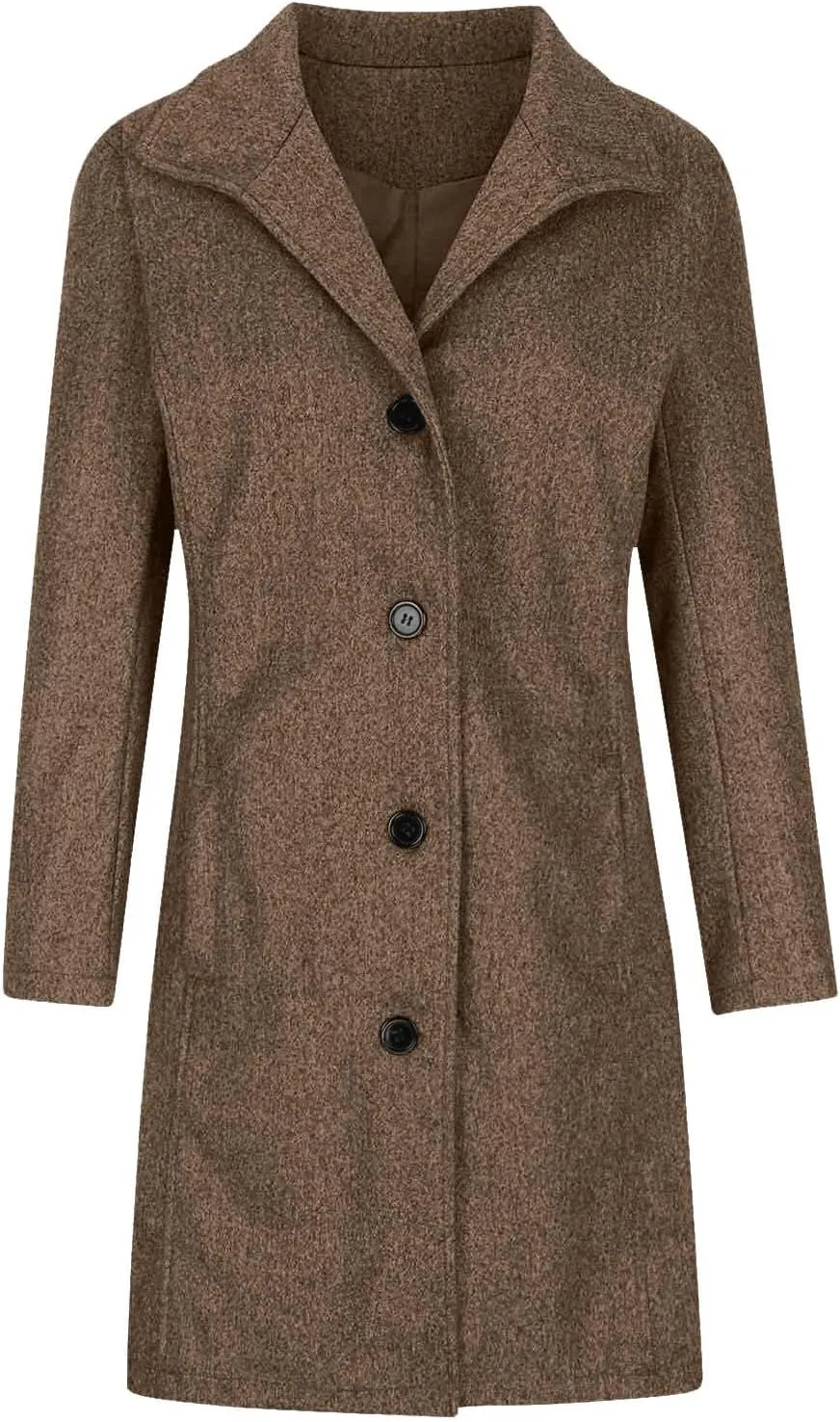 Wool Peacoats for Women 2024 Casual Single Breasted Mid-Length Jackets Coat Fall Winter Lapel Neck Windbreaker Trench Coats
