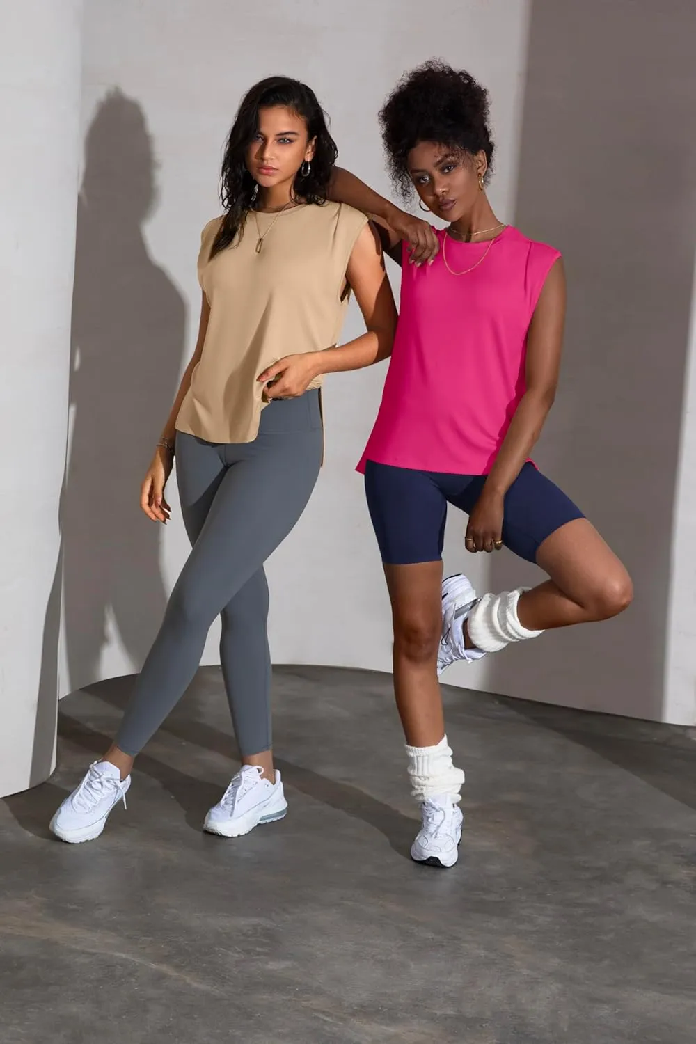 Workout Tank Tops for Women Crewneck Flowy Loose Fit Sleeveless Athletic Gym Tops Running Yoga Shirts Muscle Tank