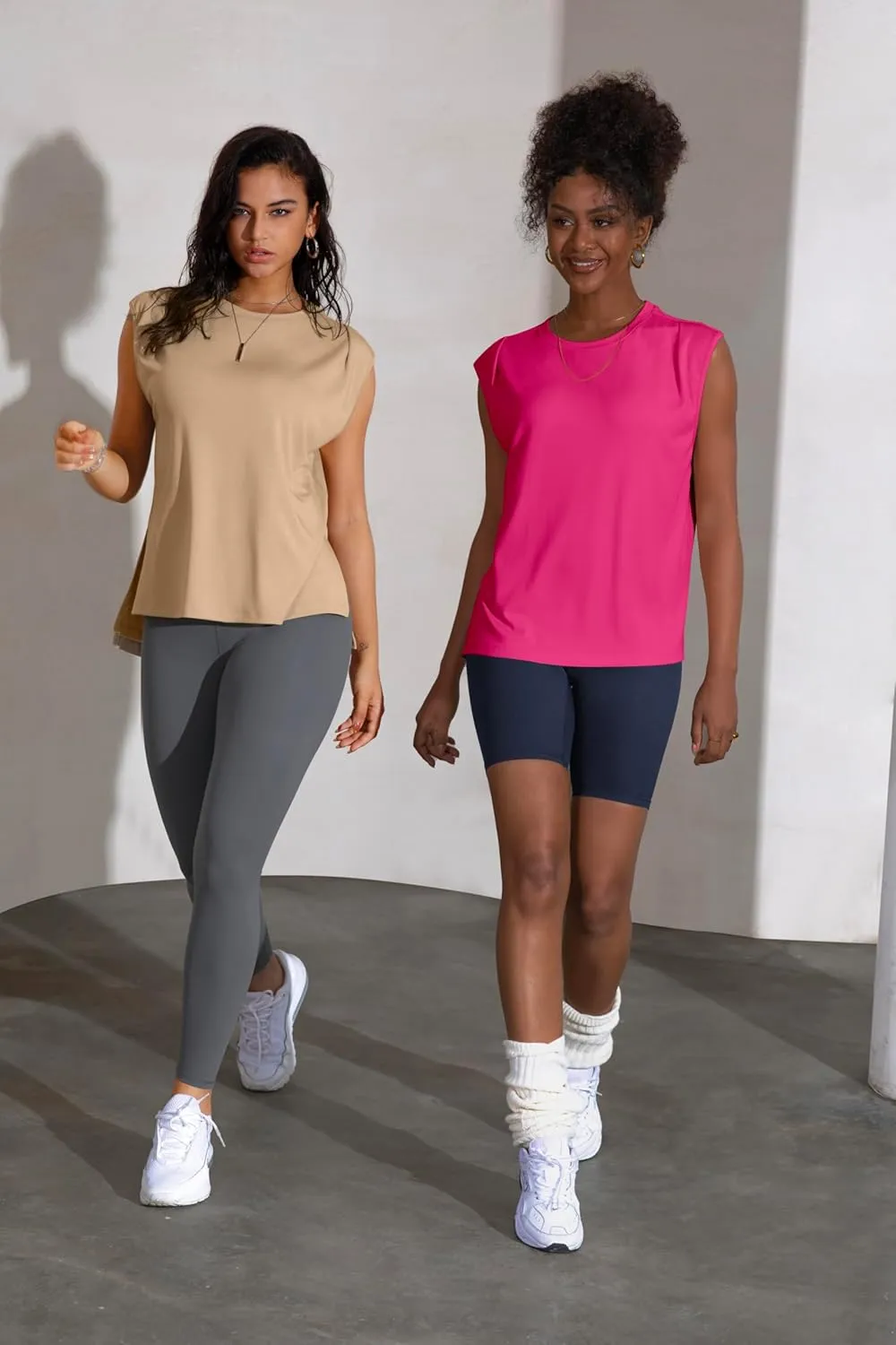 Workout Tank Tops for Women Crewneck Flowy Loose Fit Sleeveless Athletic Gym Tops Running Yoga Shirts Muscle Tank