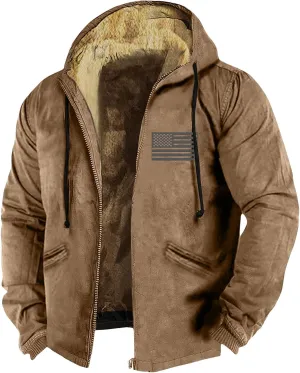 XIAXOGOOL Jackets For Men Hoodie Big And Tall Winter Sherpa Lined Jacket Mens Heavyweight Fleece Warm Trucker Hoodies Coat