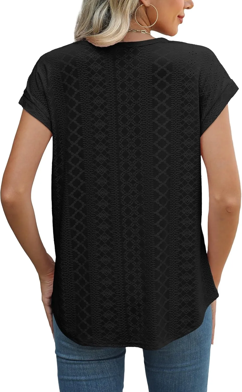 XIEERDUO Womens Tops Short Sleeve Shirts Blouses for Women Dressy Casual Cap Sleeve Tops with Curved Hem