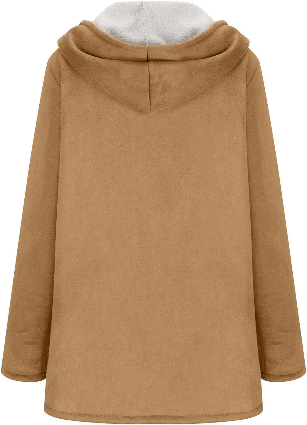 XUNRYAN Womens Fashion Suede Sherpa Fleece Jacket Trench Coats Thicken Winter Warm Sherpa Coat Hooded Peacoat Shearling Parka