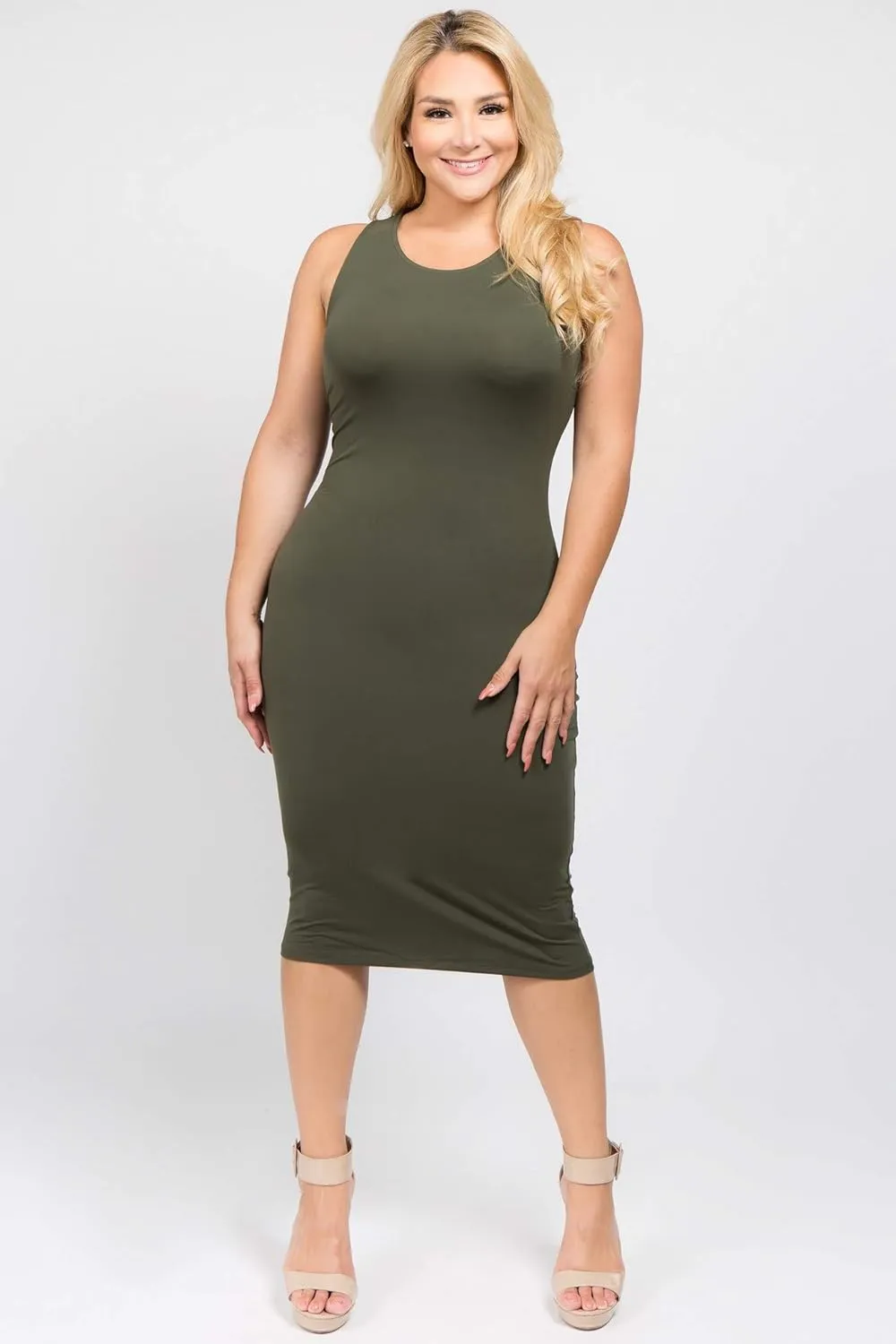 YELETE Women's Bodycon Midi Tank Dress