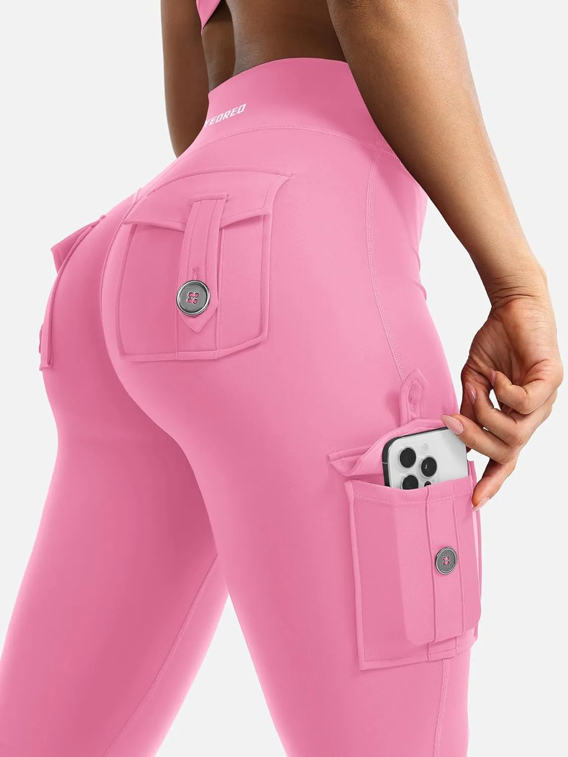 YEOREO CoreFlex Women Workout Flare Leggings with Pockets Hidden Scrunch High Waisted Cargo Gym Yoga No Front Seam Leggings