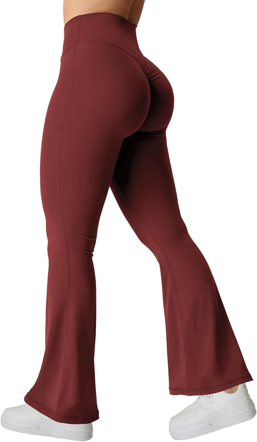 YEOREO Kalie Flare Scrunch Leggings for Women V Cross Waist Bell Bottom Yoga Pants Tummy Control Bootcut Workout Leggings