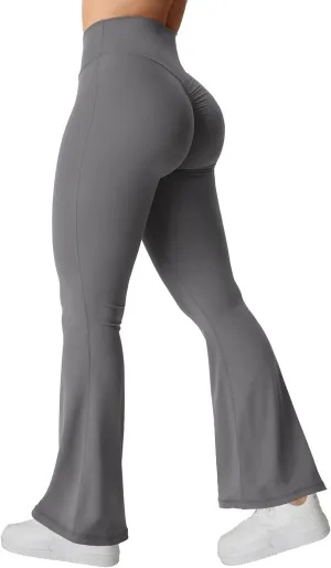 YEOREO Kalie Flare Scrunch Leggings for Women V Cross Waist Bell Bottom Yoga Pants Tummy Control Bootcut Workout Leggings
