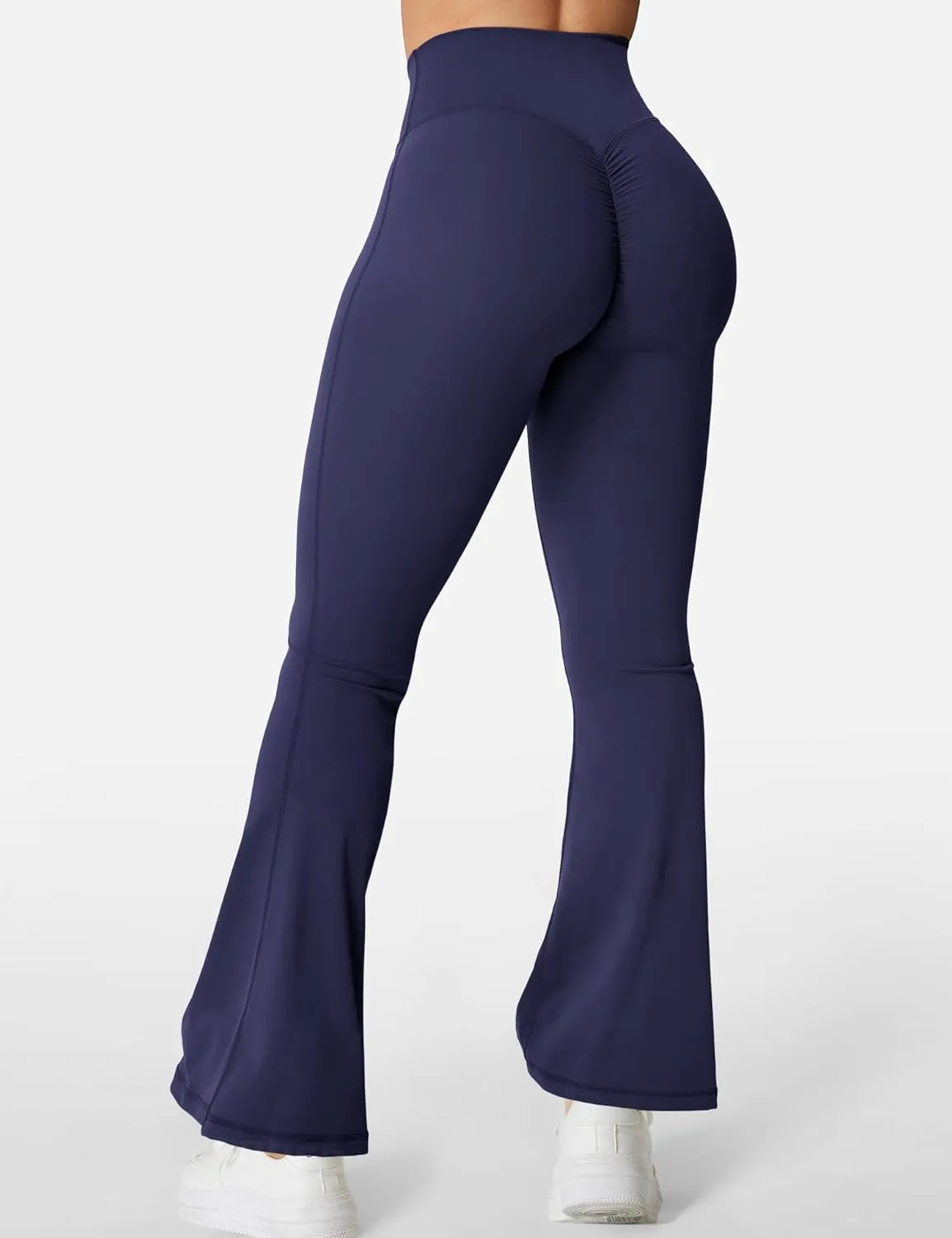 YEOREO Kalie Flare Scrunch Leggings for Women V Cross Waist Bell Bottom Yoga Pants Tummy Control Bootcut Workout Leggings