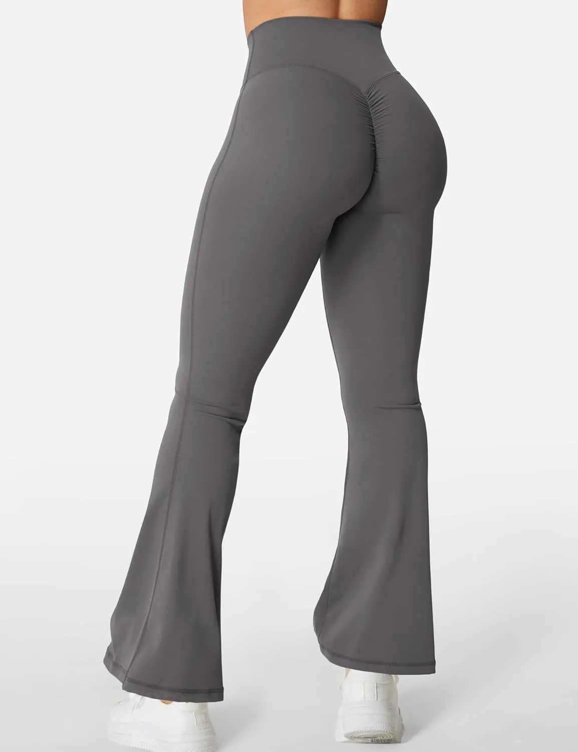 YEOREO Kalie Flare Scrunch Leggings for Women V Cross Waist Bell Bottom Yoga Pants Tummy Control Bootcut Workout Leggings