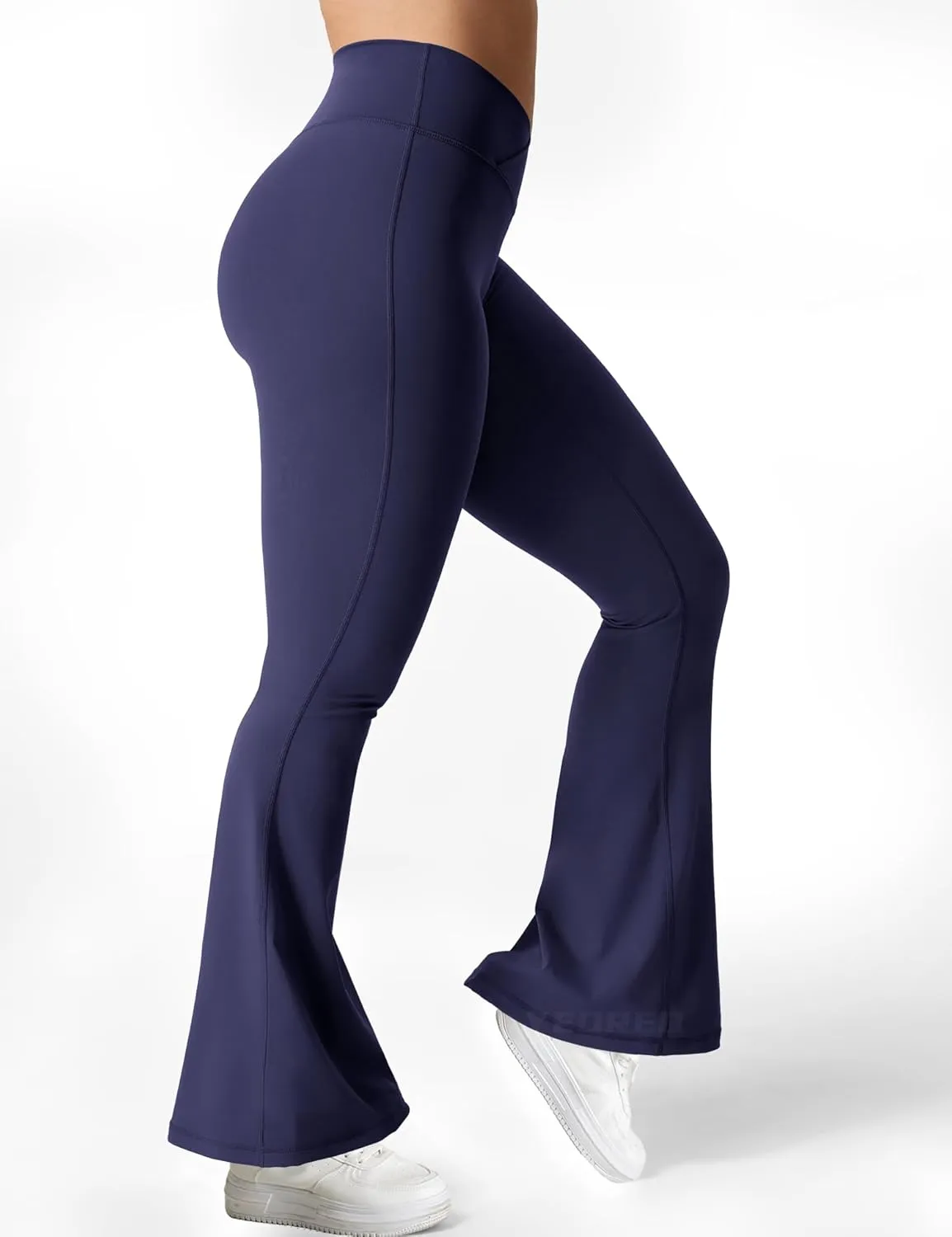 YEOREO Kalie Flare Scrunch Leggings for Women V Cross Waist Bell Bottom Yoga Pants Tummy Control Bootcut Workout Leggings