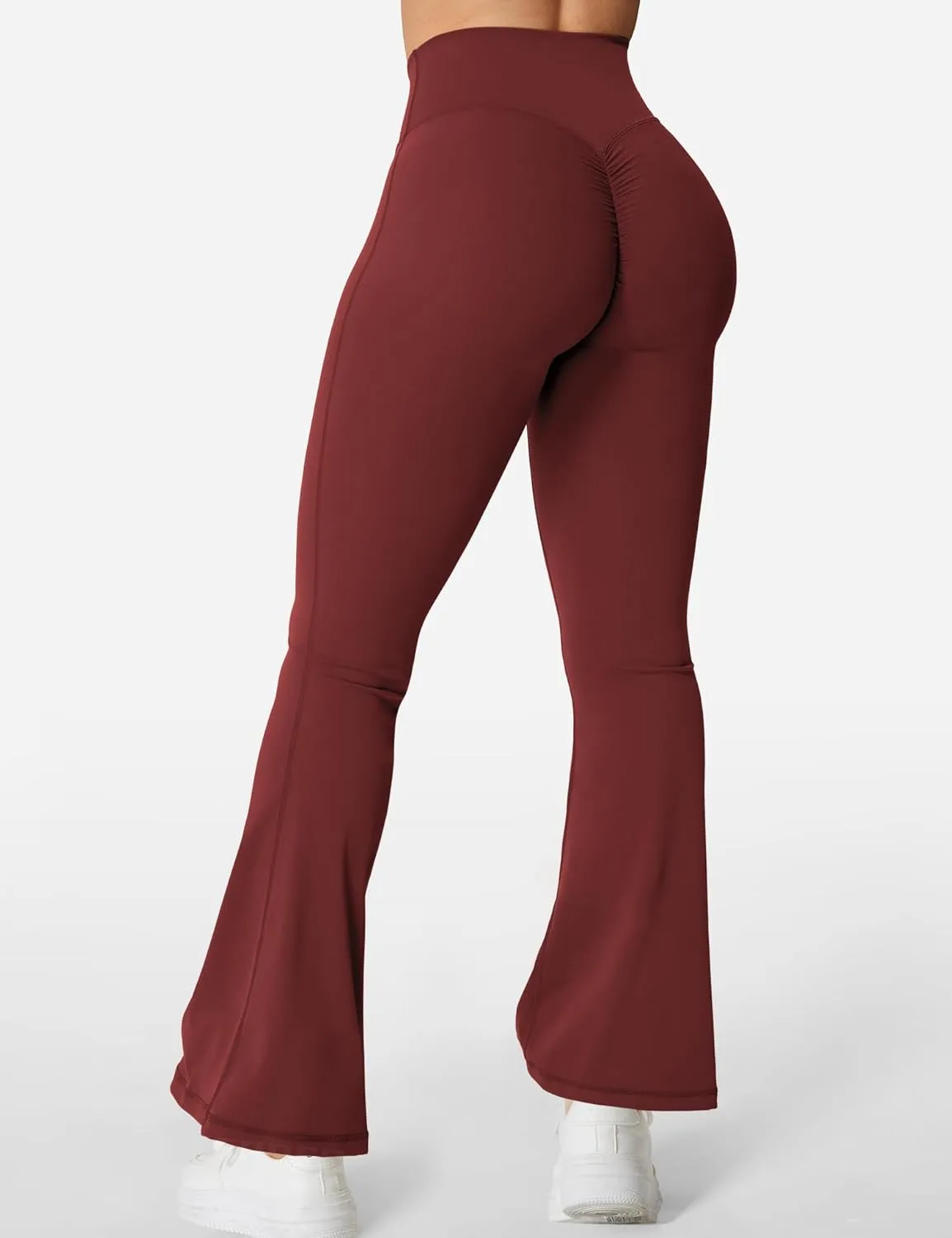 YEOREO Kalie Flare Scrunch Leggings for Women V Cross Waist Bell Bottom Yoga Pants Tummy Control Bootcut Workout Leggings
