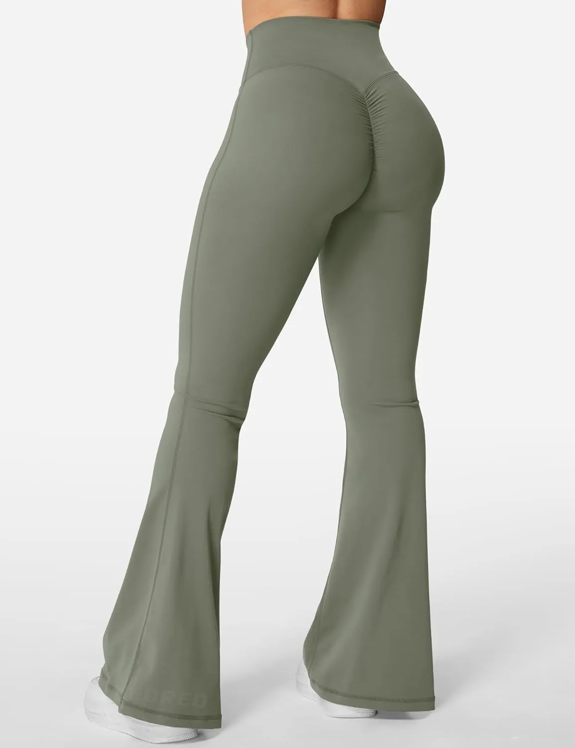 YEOREO Kalie Flare Scrunch Leggings for Women V Cross Waist Bell Bottom Yoga Pants Tummy Control Bootcut Workout Leggings
