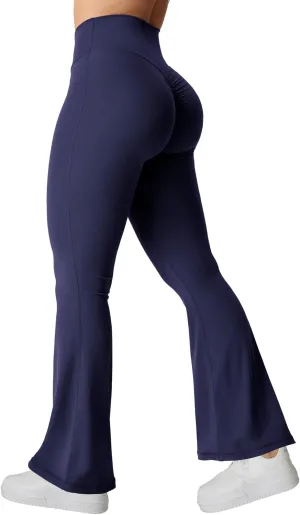 YEOREO Kalie Flare Scrunch Leggings for Women V Cross Waist Bell Bottom Yoga Pants Tummy Control Bootcut Workout Leggings