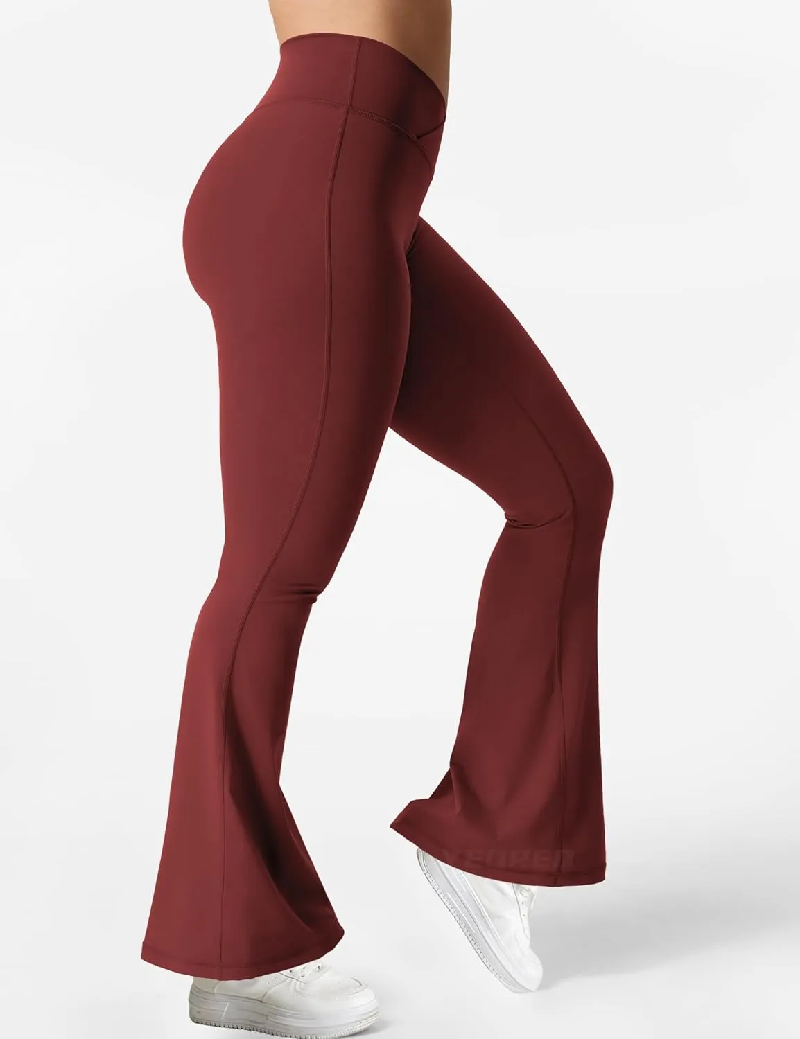 YEOREO Kalie Flare Scrunch Leggings for Women V Cross Waist Bell Bottom Yoga Pants Tummy Control Bootcut Workout Leggings