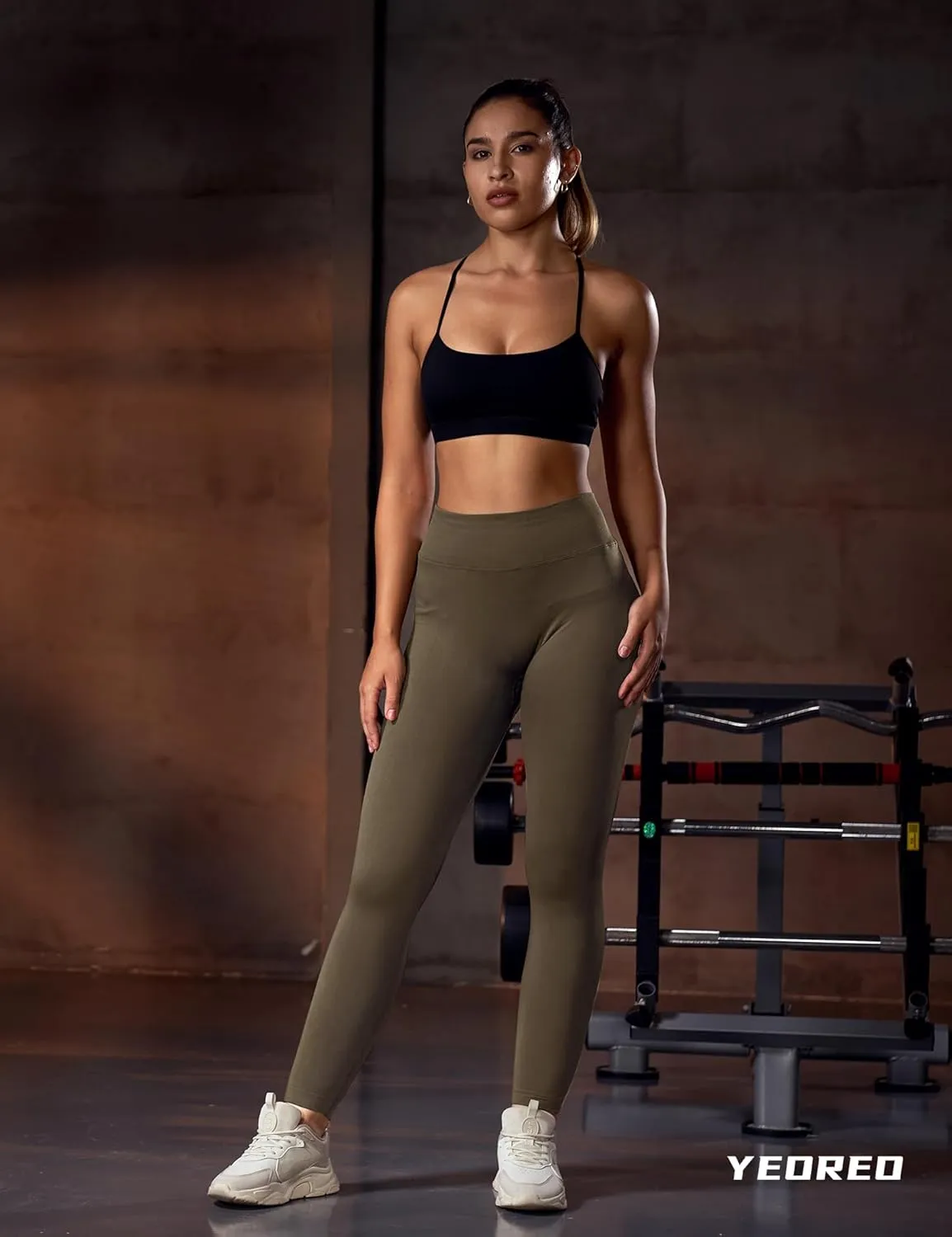 YEOREO Liz Scrunch Workout Leggings for Women High Waisted Butt Lifting V Back Waist Seamless Gym Yoga Leggings