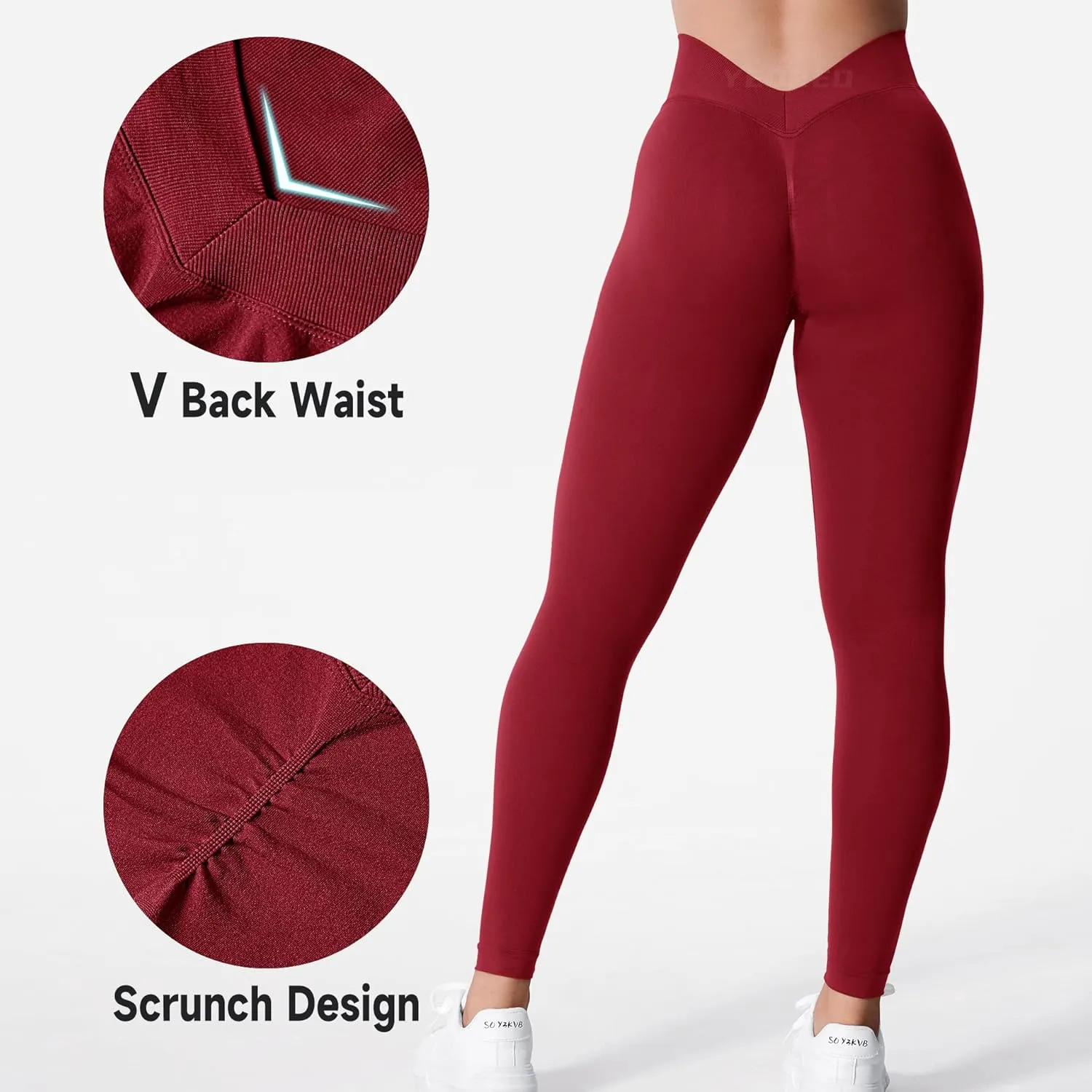 YEOREO Liz Scrunch Workout Leggings for Women High Waisted Butt Lifting V Back Waist Seamless Gym Yoga Leggings