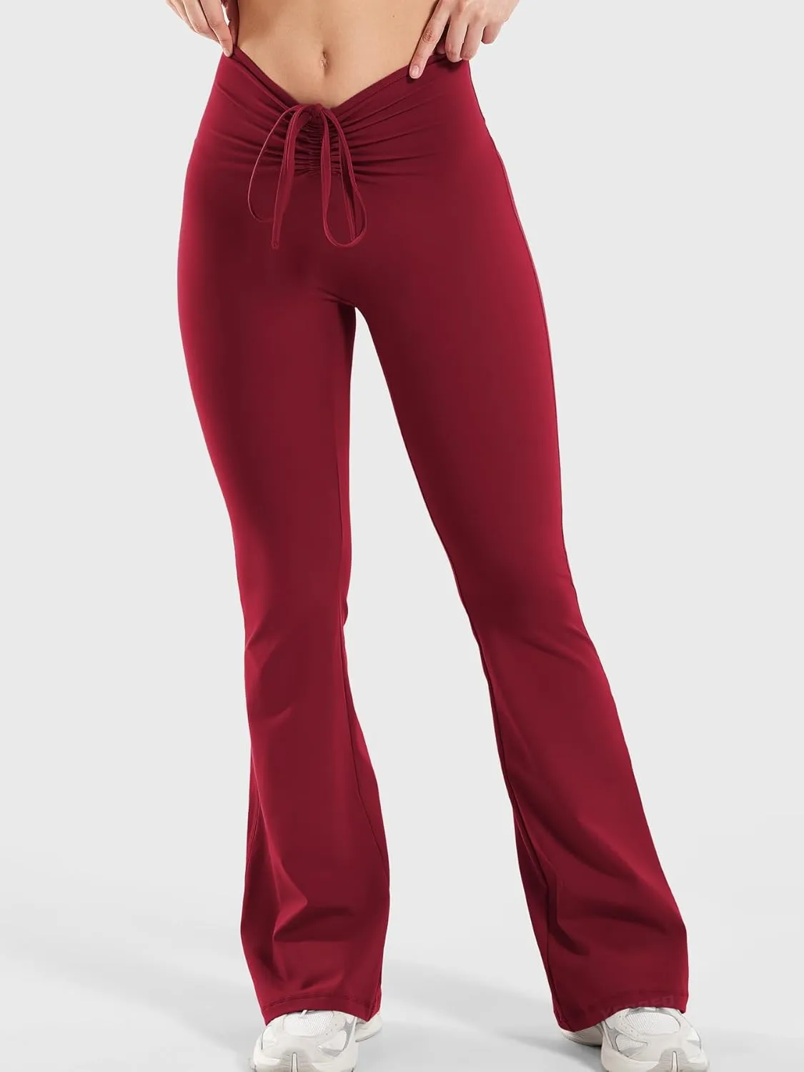 YEOREO Women Workout Scrunch Flare Leggings Drawstring No Front Seam Ericane Butt Lifting 31.5" Gym Yoga Leggings