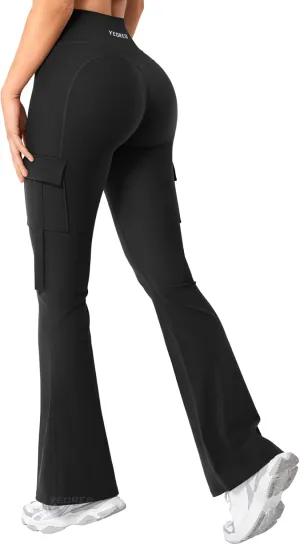 YEOREO Workout Flare Leggings with Pockets for Women Byenda Scrunch Butt Lifting Leggings Women No Front Seam Yoga Pants