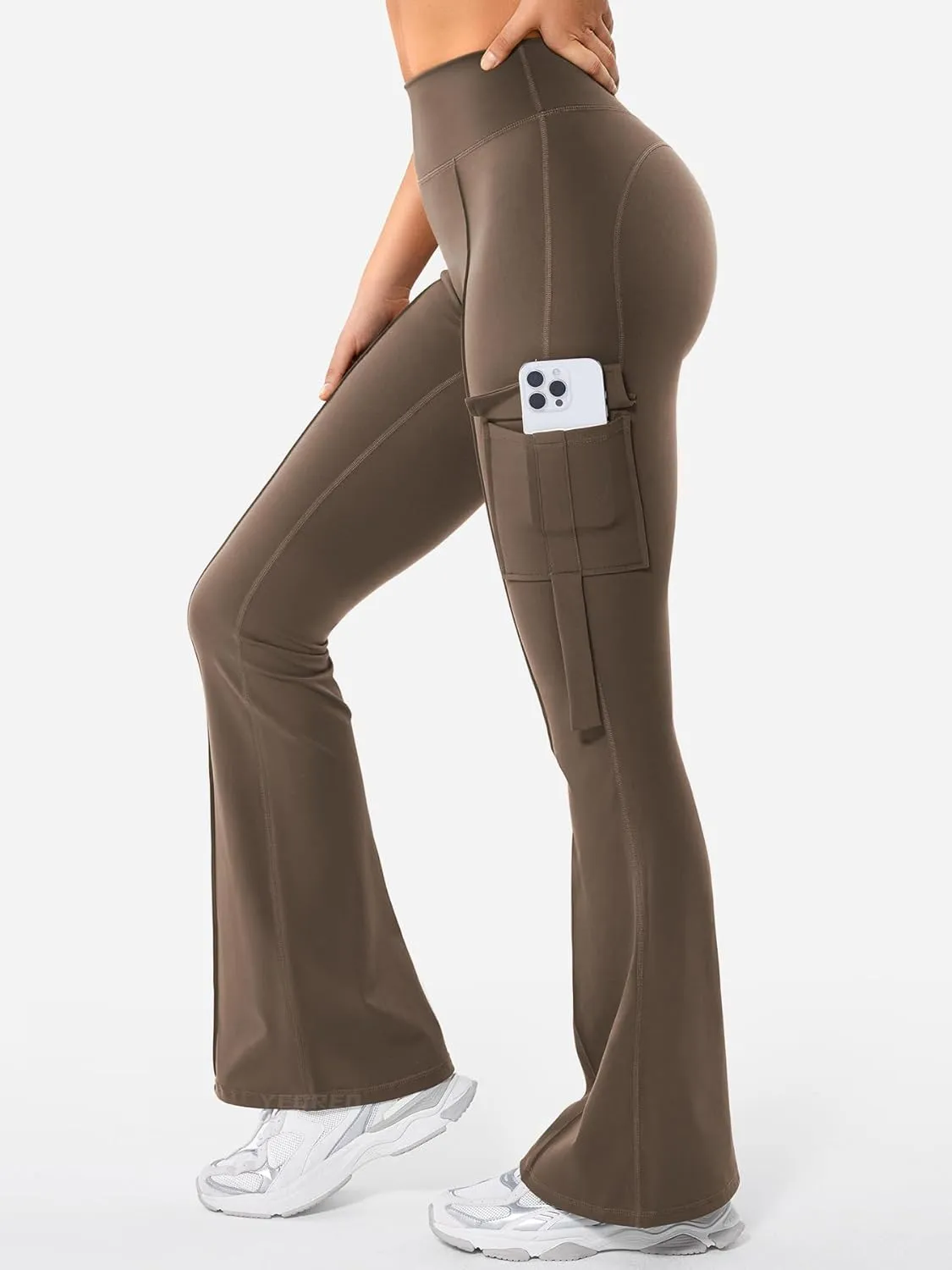 YEOREO Workout Flare Leggings with Pockets for Women Byenda Scrunch Butt Lifting Leggings Women No Front Seam Yoga Pants