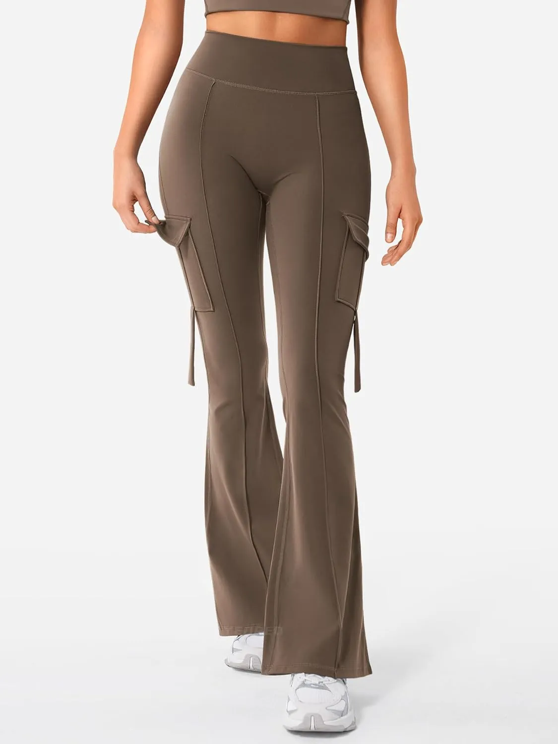 YEOREO Workout Flare Leggings with Pockets for Women Byenda Scrunch Butt Lifting Leggings Women No Front Seam Yoga Pants