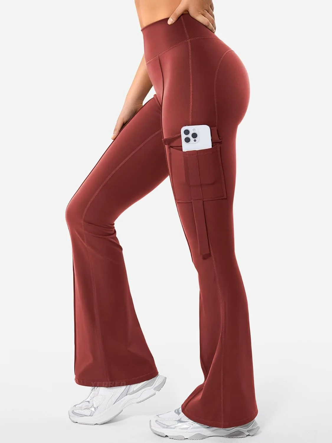 YEOREO Workout Flare Leggings with Pockets for Women Byenda Scrunch Butt Lifting Leggings Women No Front Seam Yoga Pants