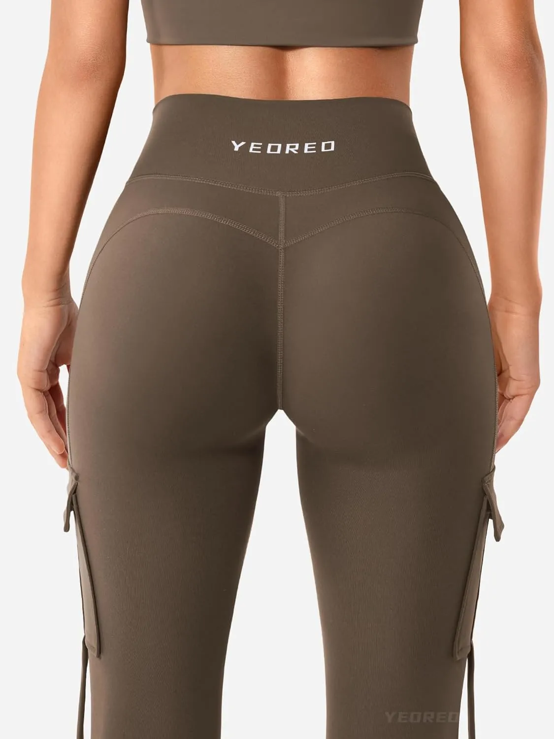 YEOREO Workout Flare Leggings with Pockets for Women Byenda Scrunch Butt Lifting Leggings Women No Front Seam Yoga Pants
