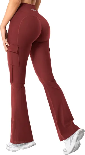 YEOREO Workout Flare Leggings with Pockets for Women Byenda Scrunch Butt Lifting Leggings Women No Front Seam Yoga Pants