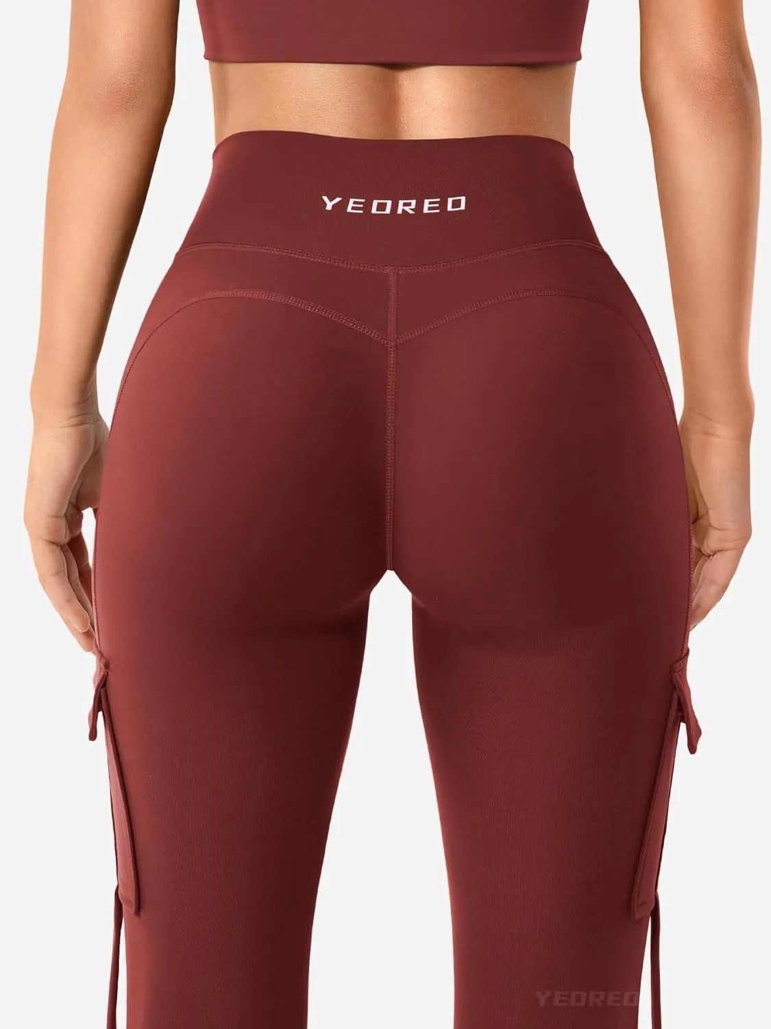YEOREO Workout Flare Leggings with Pockets for Women Byenda Scrunch Butt Lifting Leggings Women No Front Seam Yoga Pants