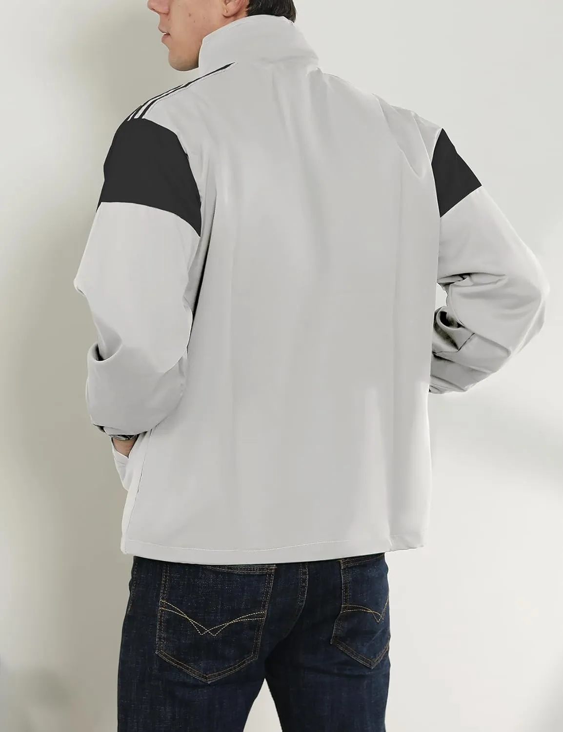 Yimoon Men's Lightweight Windbreaker Jacket Casual Zip Up Outdoor Varsity Jacket Patchwork Vintage Y2K Outerwear