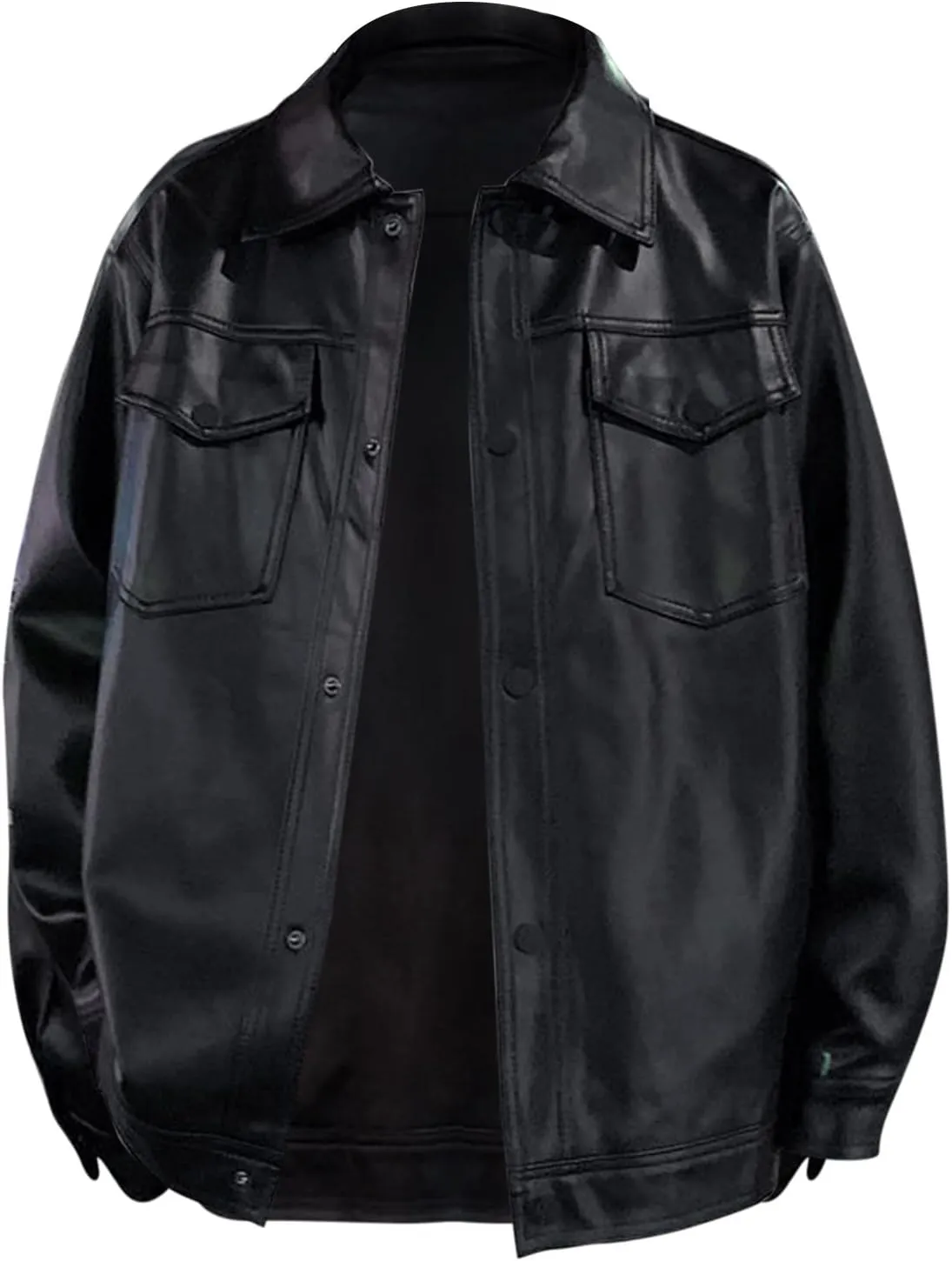 Ymosrh Mens Jacket Autumn and Winter Leather Jacket Men's Trend Loose Jacket Coats Jackets